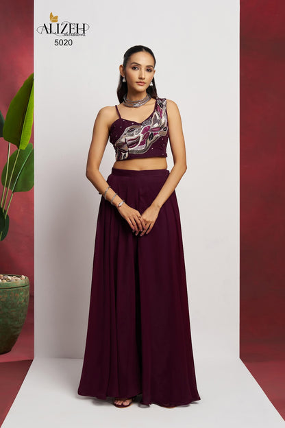 Readymade 3 Alizeh Georgette Indo Western Pair Wholesale Rate