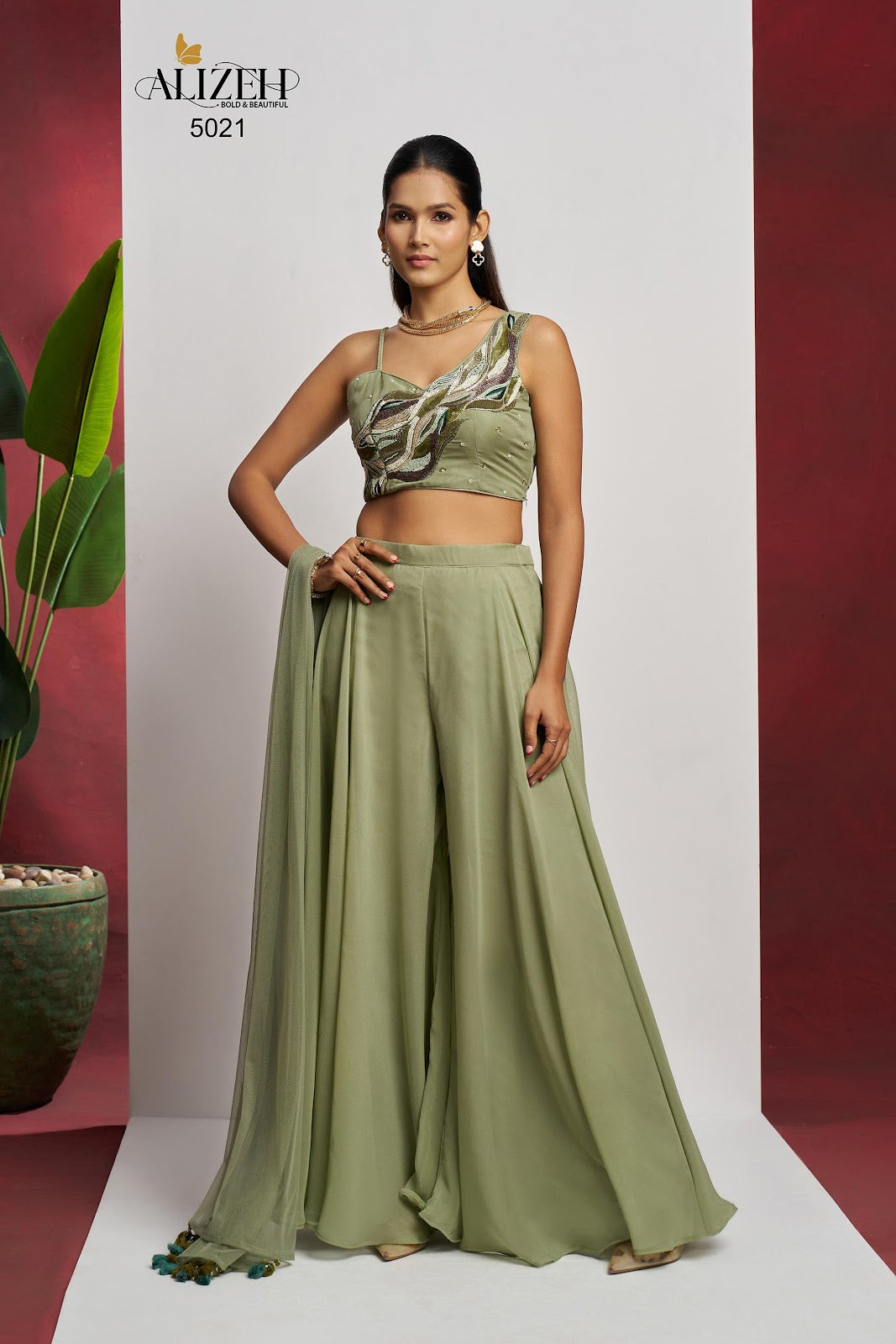 Readymade 3 Alizeh Georgette Indo Western Pair Wholesale Rate