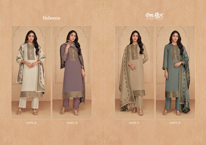 Rebecca Omtex Muslin Jacquard Pant Style Suits Exporter India