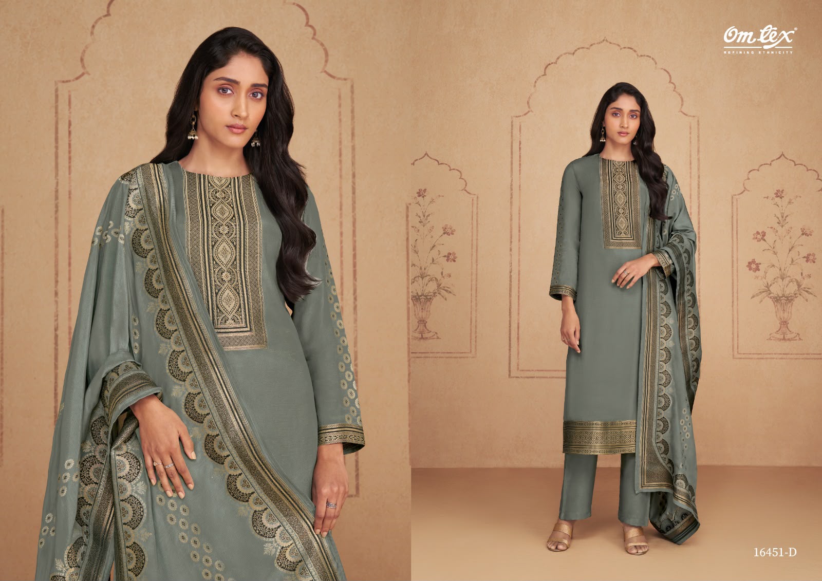 Rebecca Omtex Muslin Jacquard Pant Style Suits Exporter India