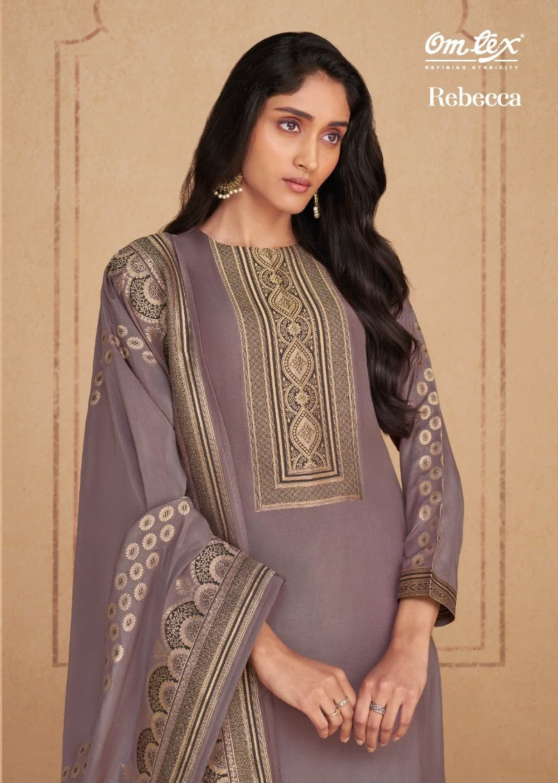 Rebecca Omtex Muslin Jacquard Pant Style Suits Exporter India