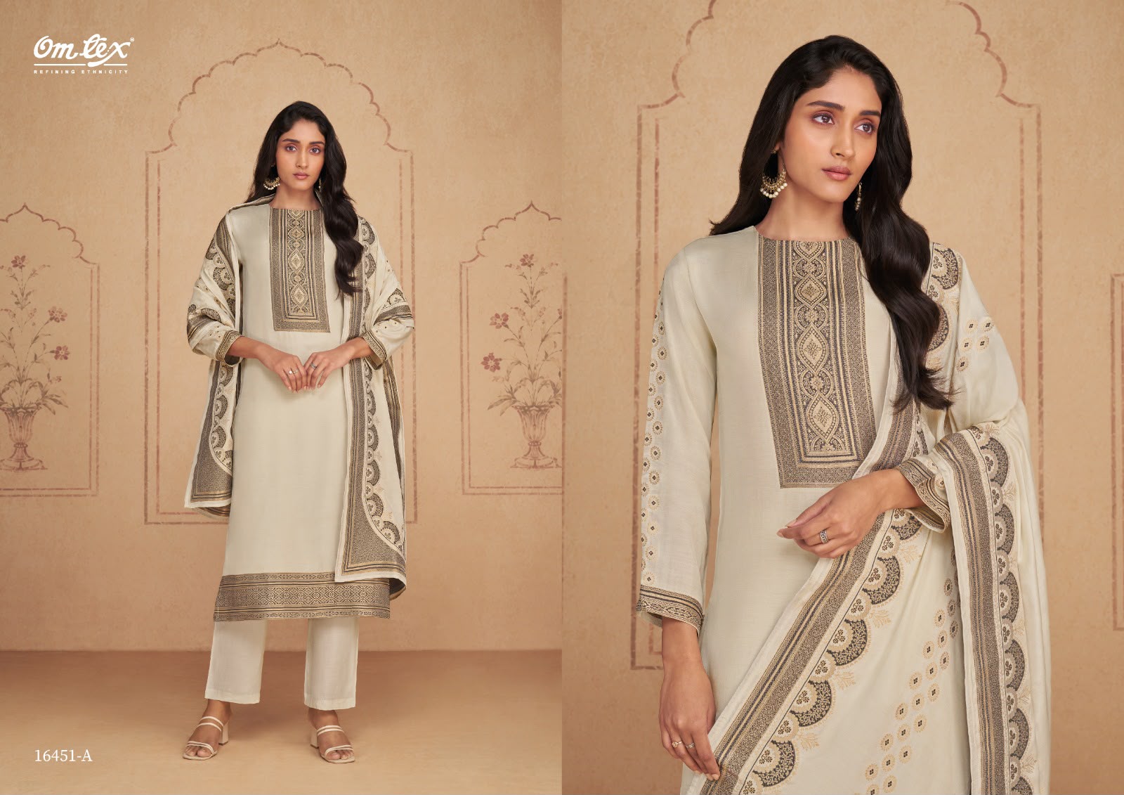 Rebecca Omtex Muslin Jacquard Pant Style Suits Exporter India