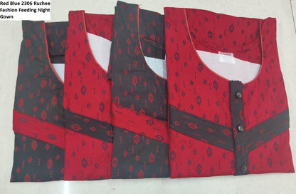 Red Blue 2306 Ruchee Fashion Cotton Feeding Night Gown Wholesale