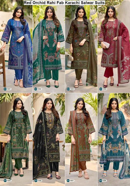 Red Orchid Rahi Fab Cotton Karachi Salwar Suits Wholesaler