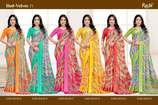 Red Velvet Vol 71 Ruchi Sarees Manufacturer Gujarat
