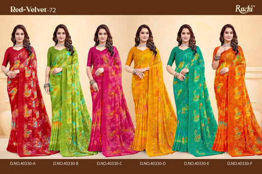 Red Velvet Vol 72 Ruchi Sarees Wholesale Price