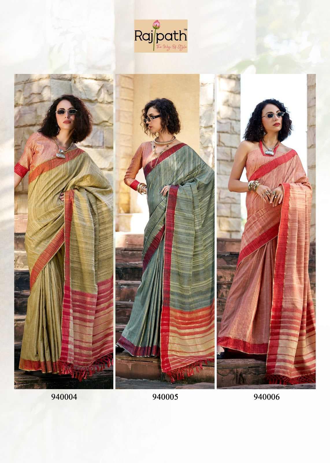 Redbull 940001 To 940006 Rajpath Handloom Sarees Wholesale Rate