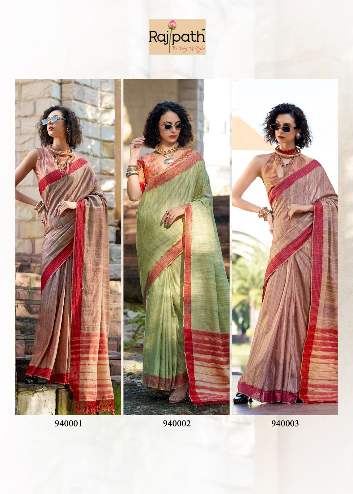 Redbull 940001 To 940006 Rajpath Handloom Sarees Wholesale Rate