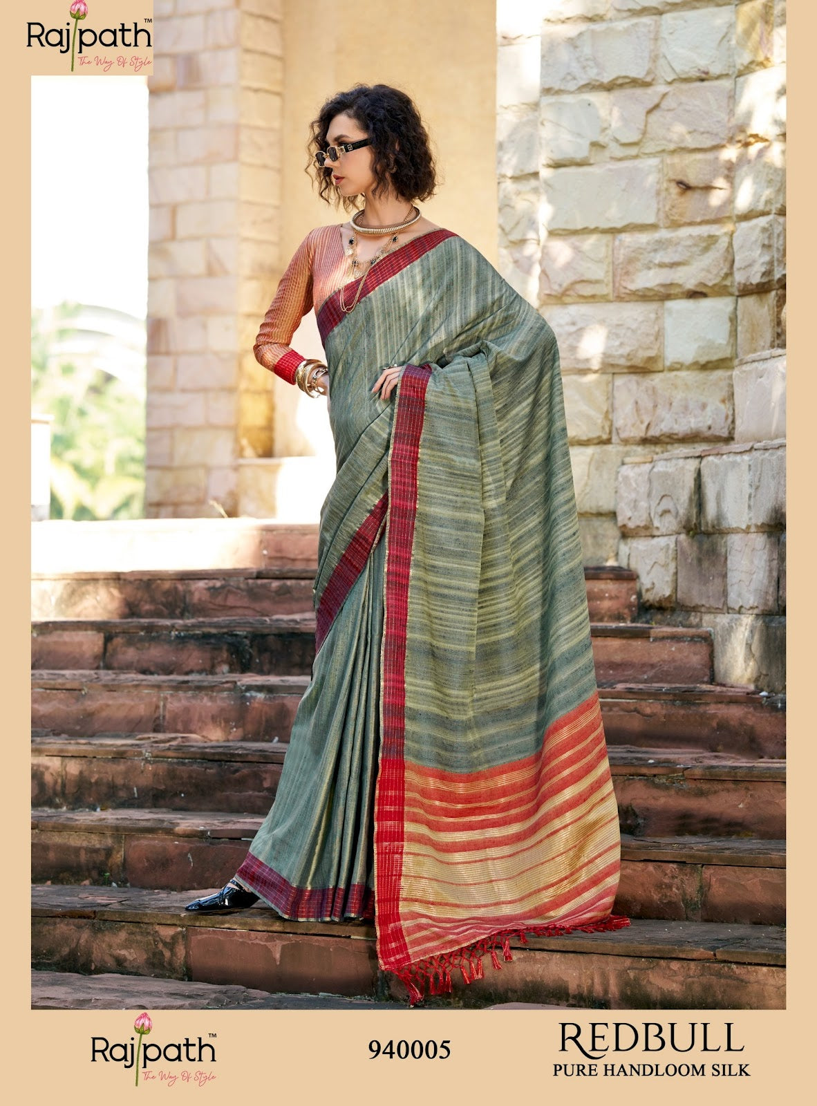 Redbull 940001 To 940006 Rajpath Handloom Sarees Wholesale Rate