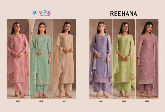 Reehana Vipul Organza Pant Style Suits Wholesale Price