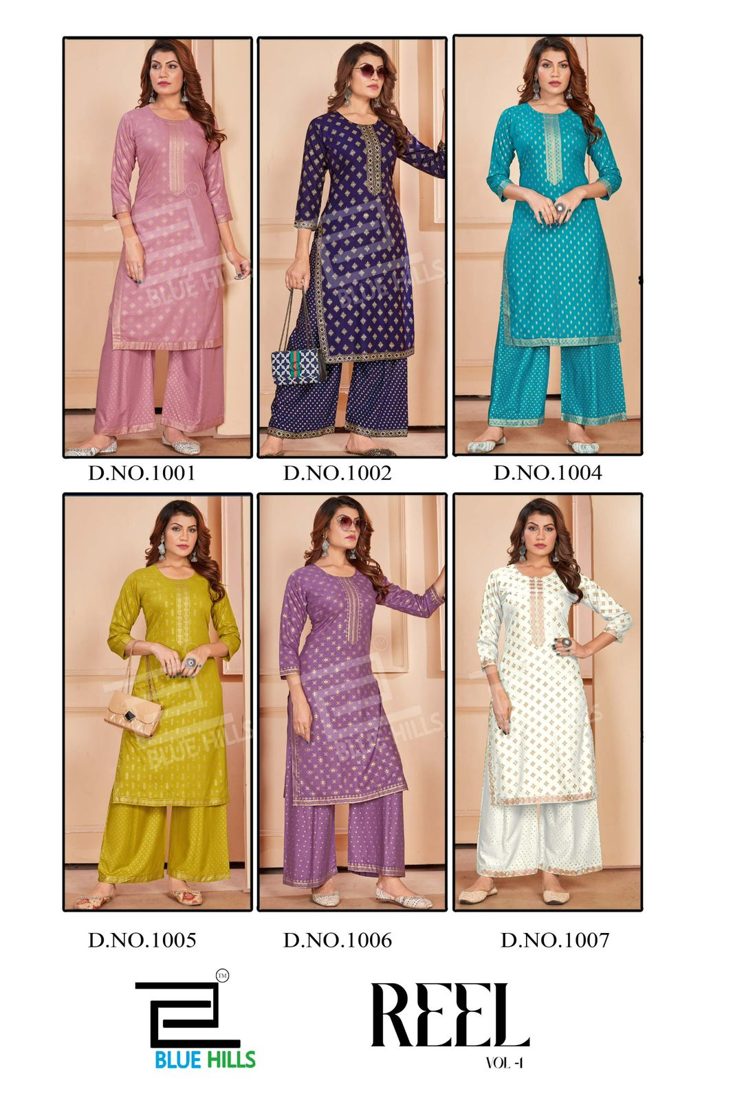Reel Vol 4 Blue Hills Rayon 14Kg Kurti Plazzo Set Manufacturer India