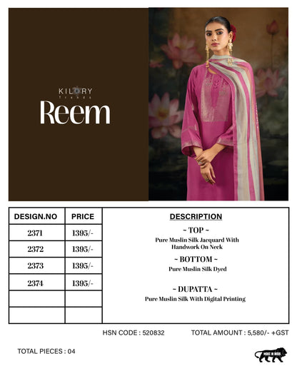 Reem Kilory Muslin Jacquard Pant Style Suits Wholesale Rate