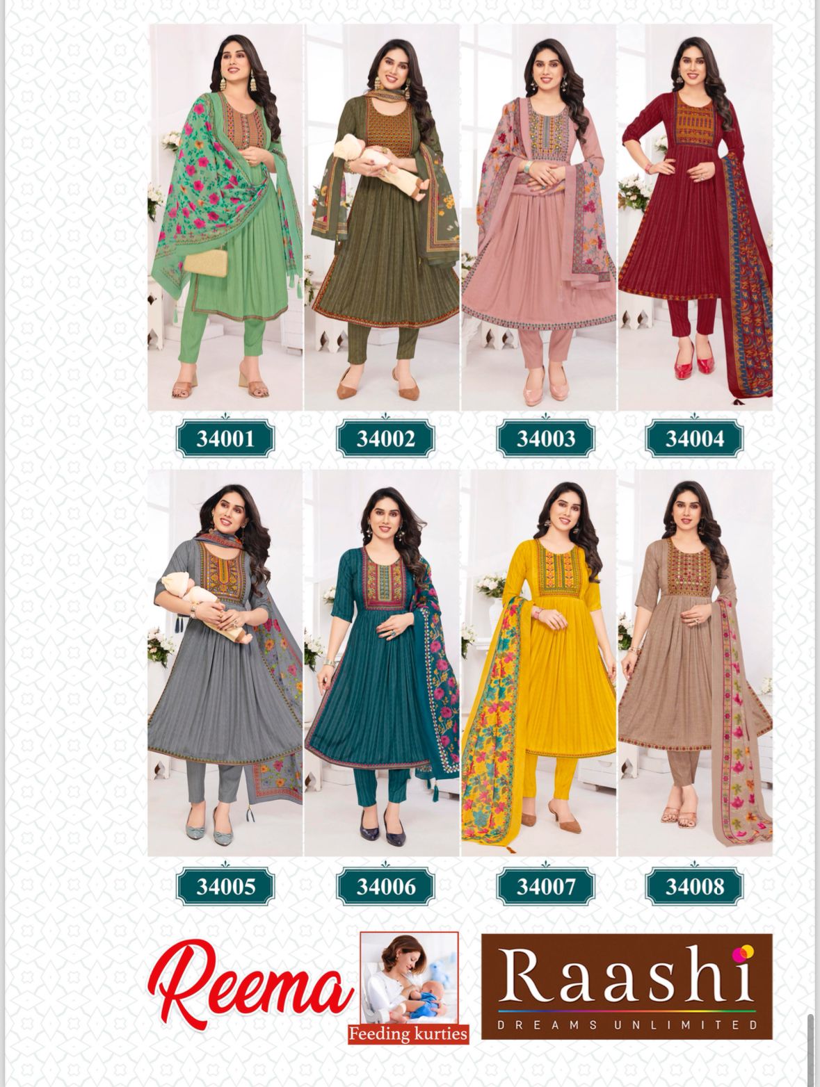 Reema Feeding Nayra Cut Raashi Heavy Rayon Readymade Pant Style Suits Exporter Gujarat