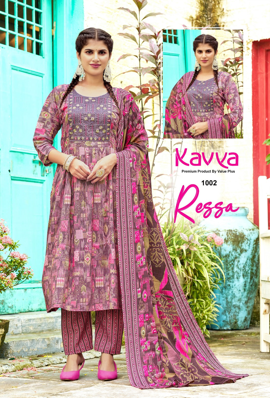 Reesa Kavya Value Plus Two Tone Rayon Readymade Pant Style Suits Wholesaler