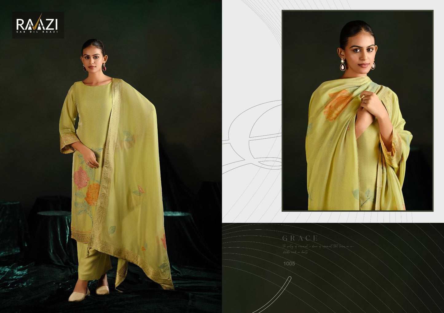 Reet Rama Fashions Raazi Silk Jacquard Pant Style Suits Exporter