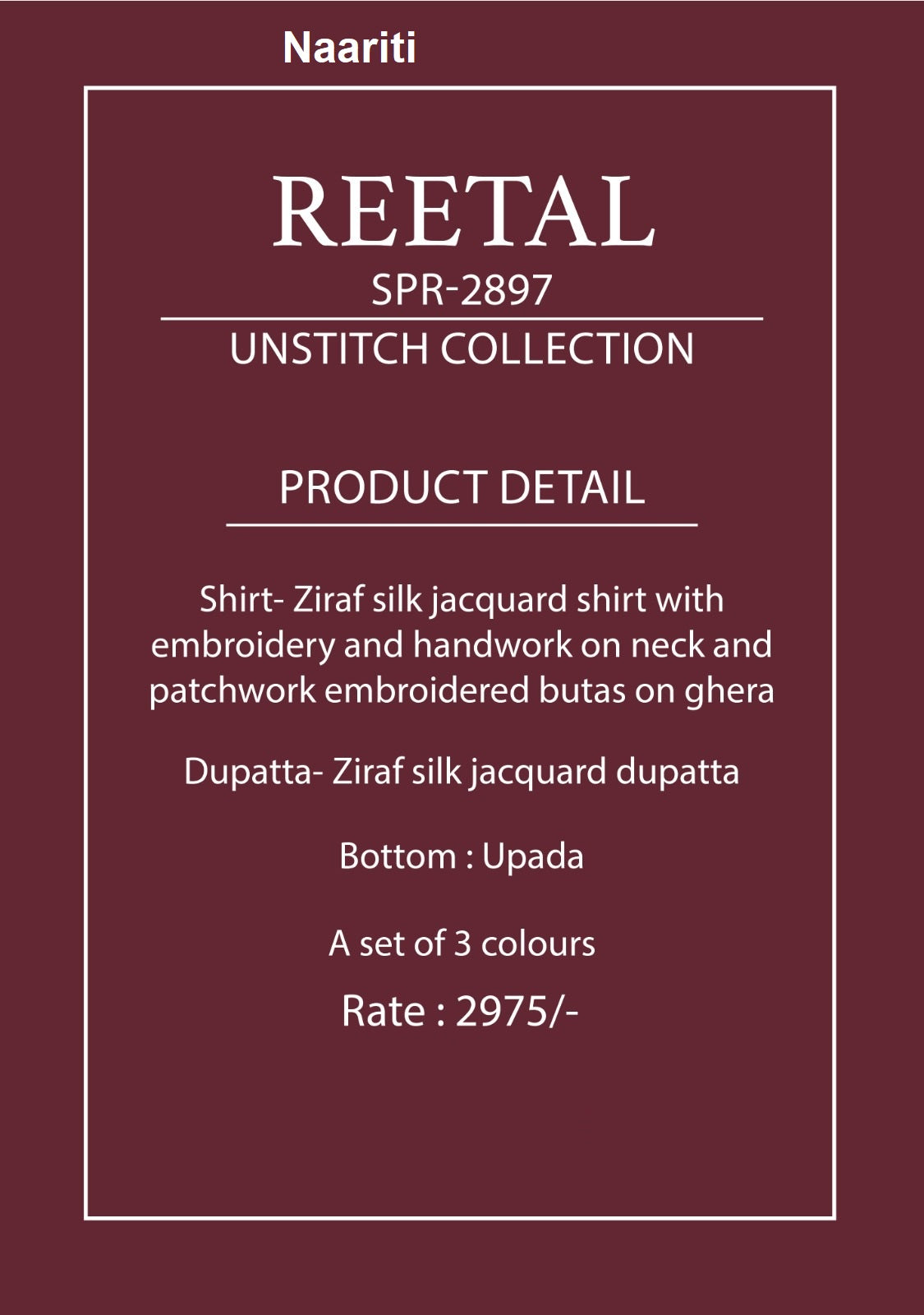 Reetal 2897 Naariti Silk Jacquard Pant Style Suits Wholesaler Gujarat