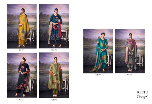 Reetu C2171-2176 Ganga Dobby Pashmina Suits Supplier Ahmedabad