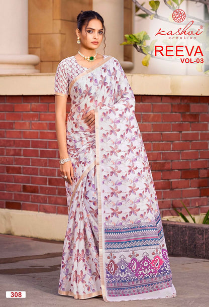 Reeva Vol 3 Kashvi Creation Dull Moss Sarees Wholesale Price