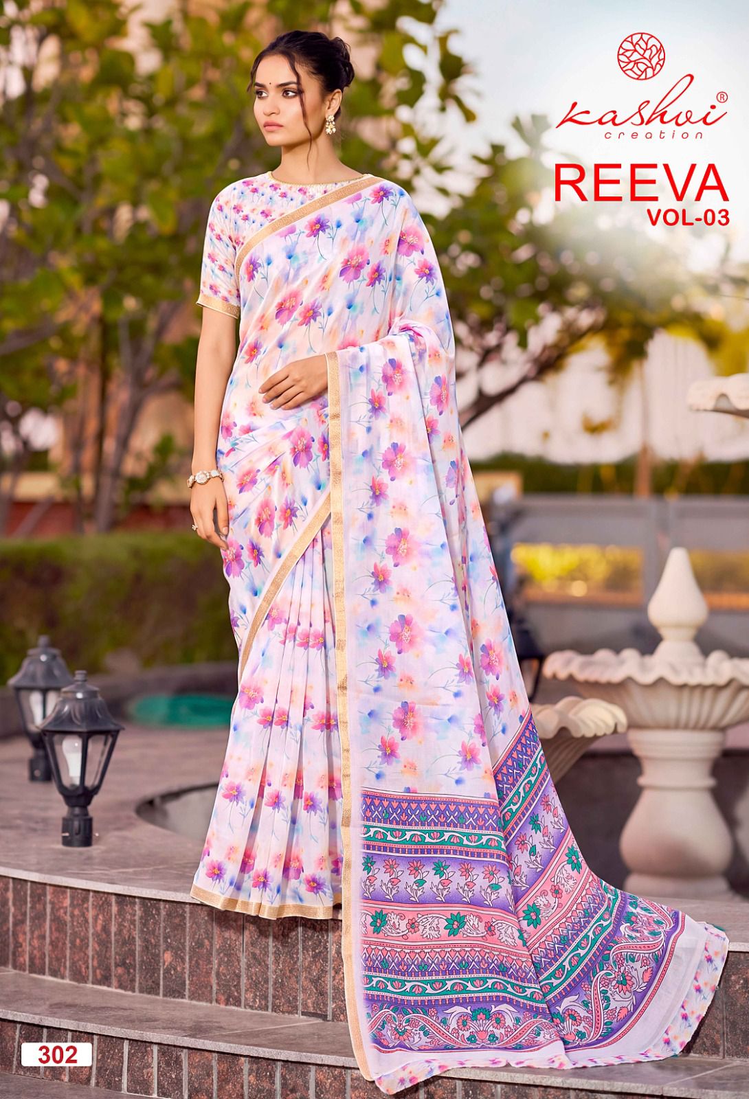 Reeva Vol 3 Kashvi Creation Dull Moss Sarees Wholesale Price