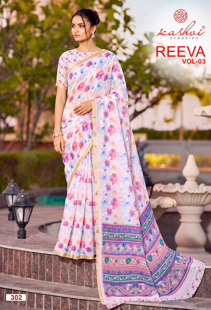 Reeva Vol 3 Kashvi Creation Dull Moss Sarees Wholesale Price