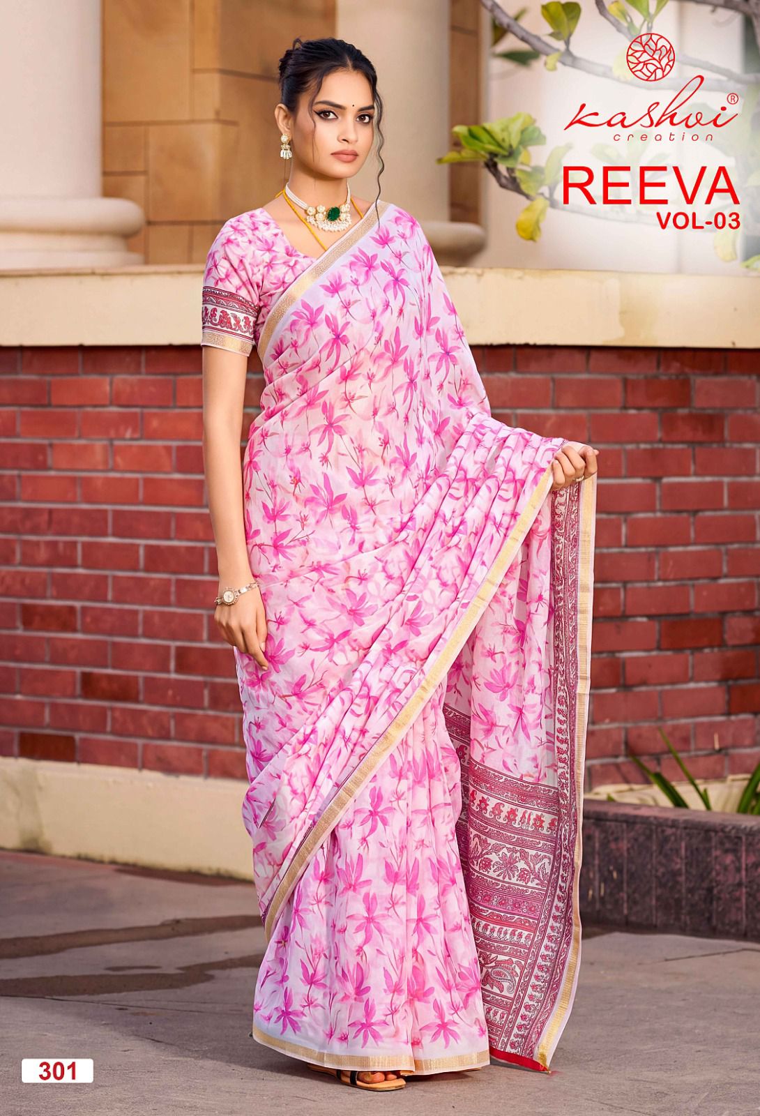 Reeva Vol 3 Kashvi Creation Dull Moss Sarees Wholesale Price