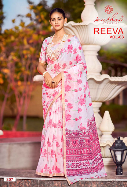 Reeva Vol 3 Kashvi Creation Dull Moss Sarees Wholesale Price