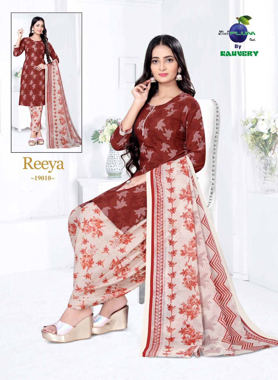 Reeya Vol 19 Black Plum Readymade Cotton Patiyala Suits Wholesale Rate