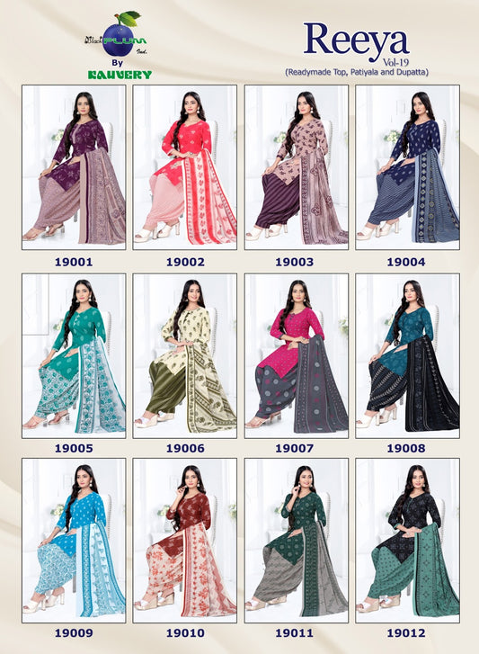 Reeya Vol 19 Black Plum Readymade Cotton Patiyala Suits Wholesale Rate