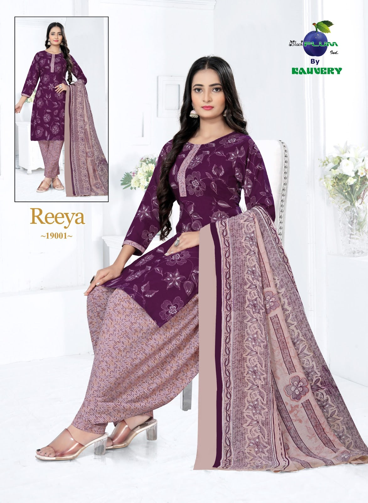 Reeya Vol 19 Black Plum Readymade Cotton Patiyala Suits Wholesale Rate