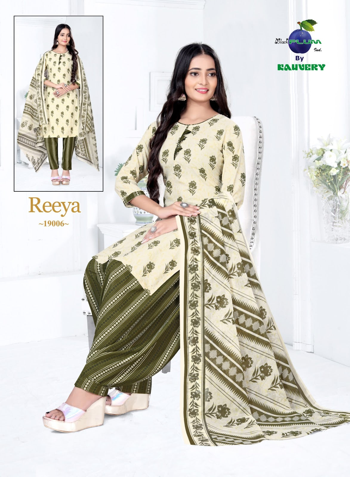 Reeya Vol 19 Black Plum Readymade Cotton Patiyala Suits Wholesale Rate