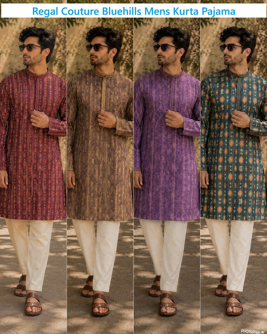 Regal Couture Bluehills Silk Jacquard Mens Kurta Pajama Manufacturer India