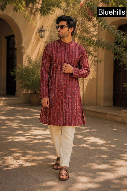 Regal Couture Bluehills Silk Jacquard Mens Kurta Pajama Manufacturer India