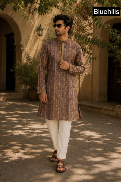 Regal Couture Bluehills Silk Jacquard Mens Kurta Pajama Manufacturer India