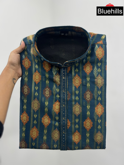 Regal Couture Bluehills Silk Jacquard Mens Kurta Pajama Manufacturer India