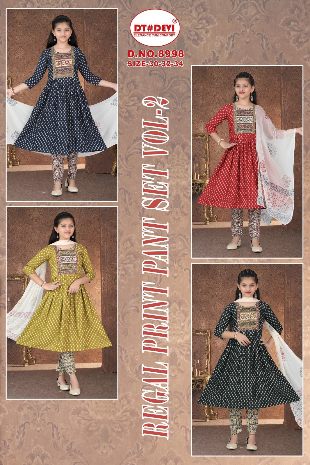 Regal Print Vol 2 Dn 8998 Dt Devi Cotton Girls Readymade Pant Suits Wholesaler Gujarat