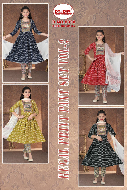 Regal Print Vol 2 Dn 8998 Dt Devi Cotton Girls Readymade Pant Suits Wholesaler Gujarat