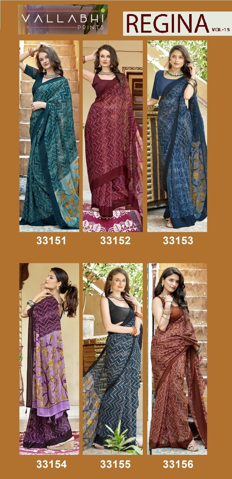 Regina 15 Vallabhi Prints Georgette Sarees Wholesaler