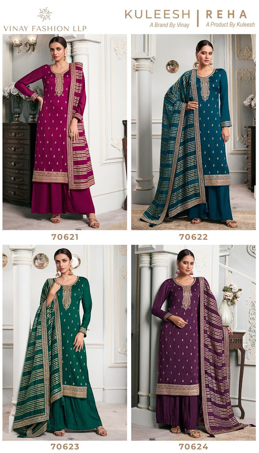 Reha Vinay Fashion Llp Silk Georgette Plazzo Style Suits Wholesaler India