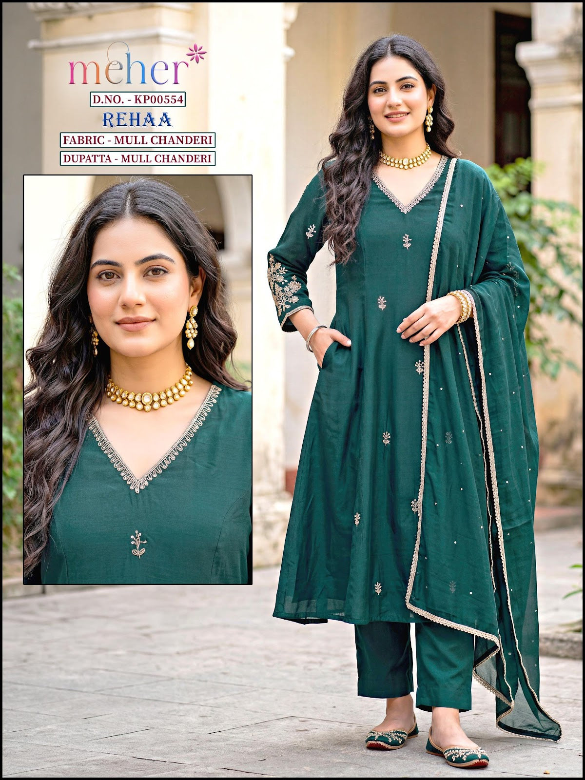 Rehaa Meher Chanderi Readymade Anarkali Suits Exporter India