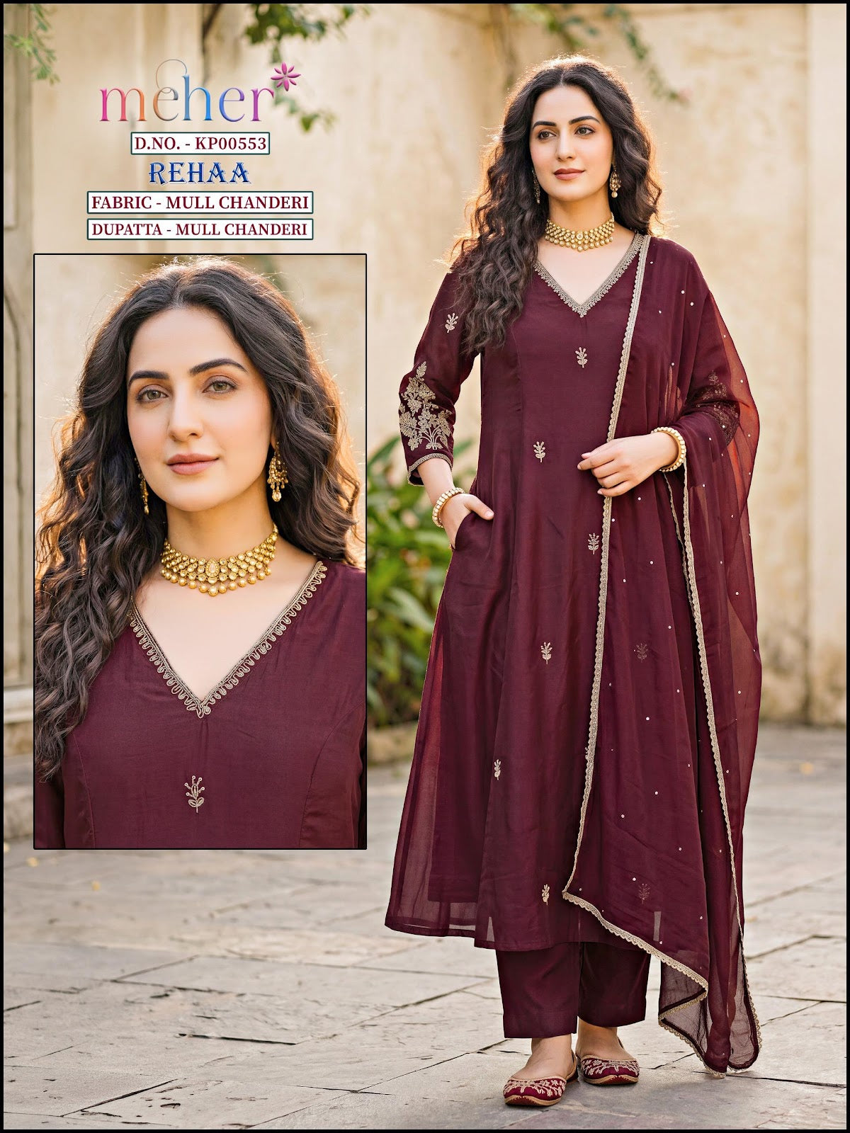 Rehaa Meher Chanderi Readymade Anarkali Suits Exporter India