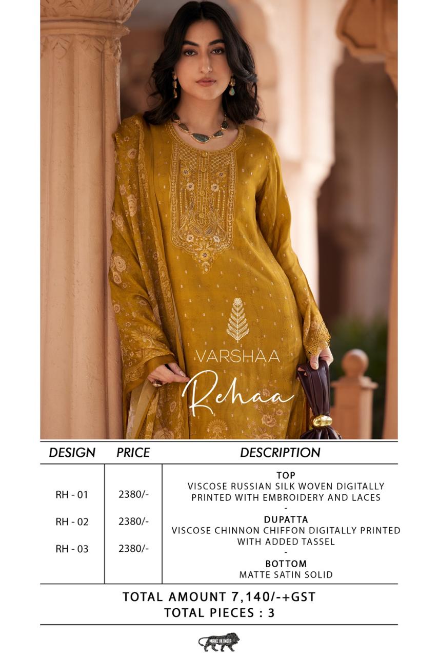 Rehaa Varshaa Viscose Plazzo Style Suits Supplier India