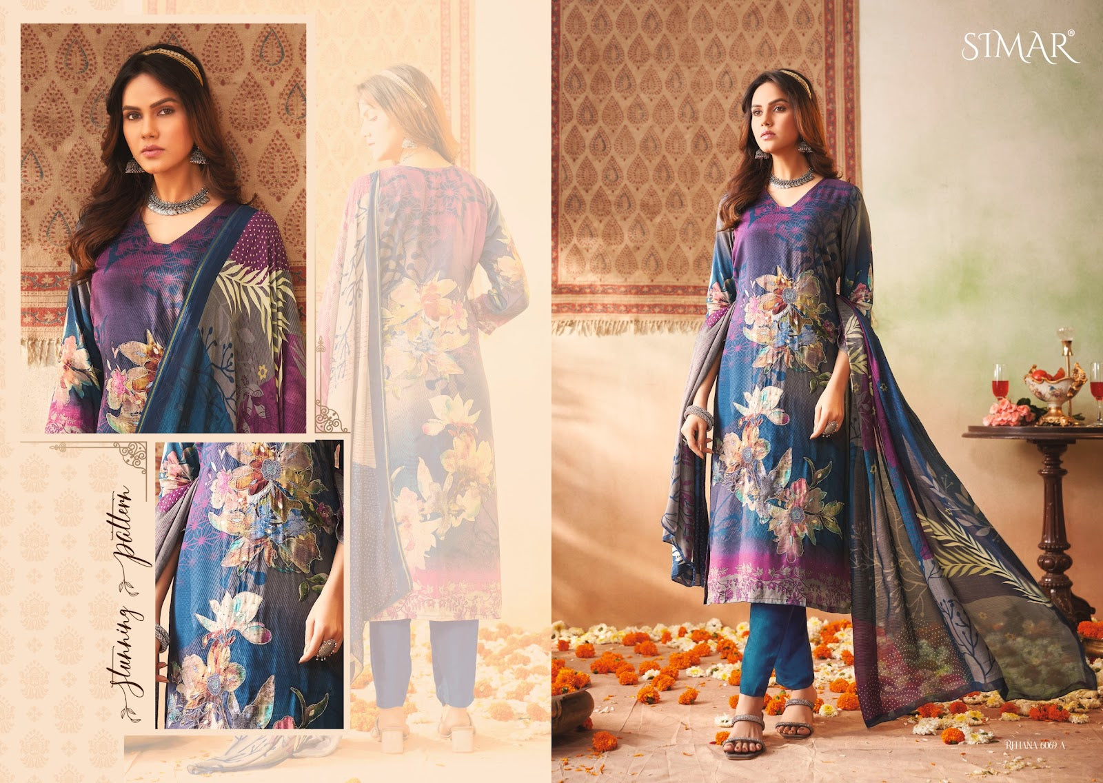 Rehana Simar Muslin Pant Style Suits Wholesaler