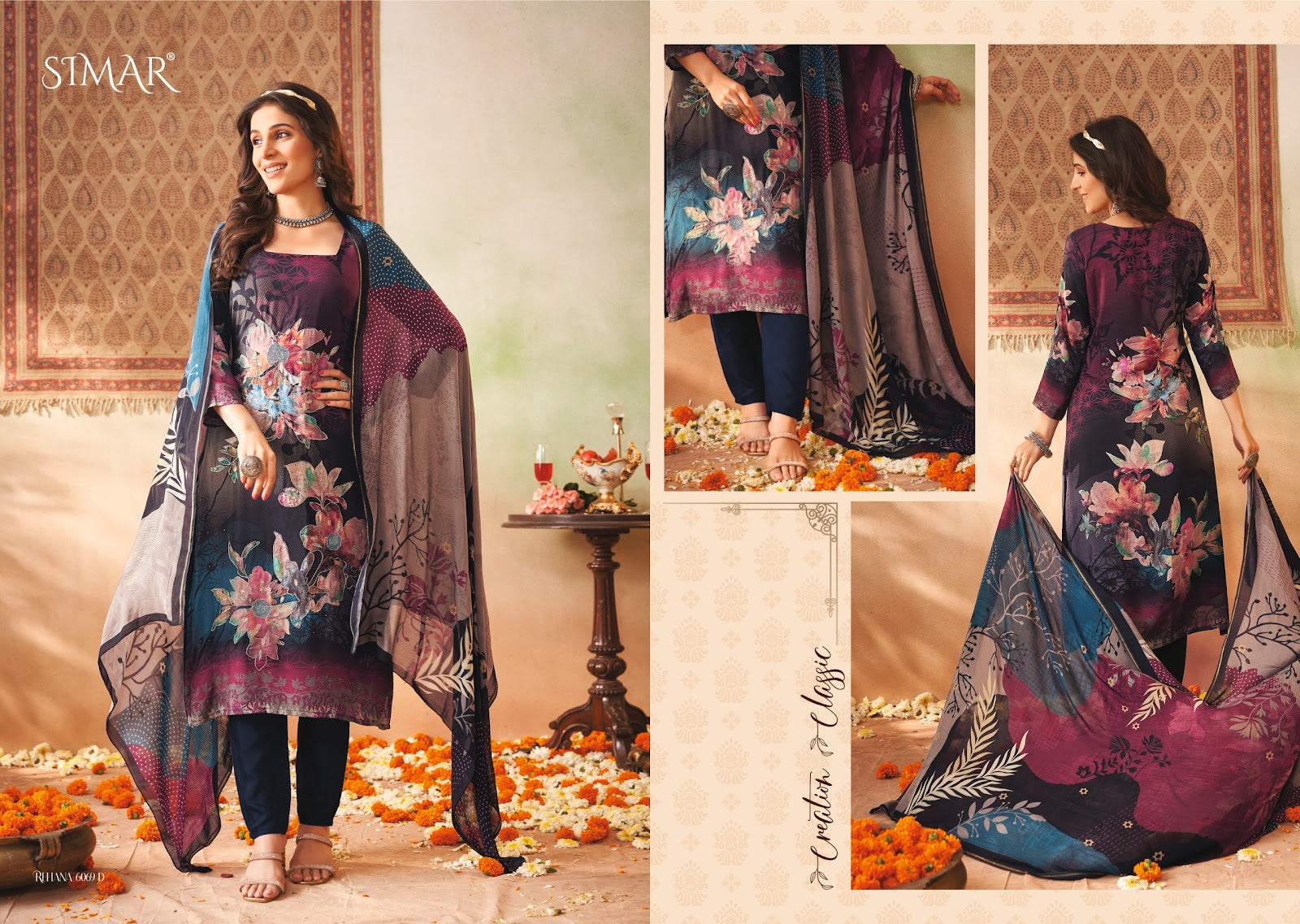 Rehana Simar Muslin Pant Style Suits Wholesaler