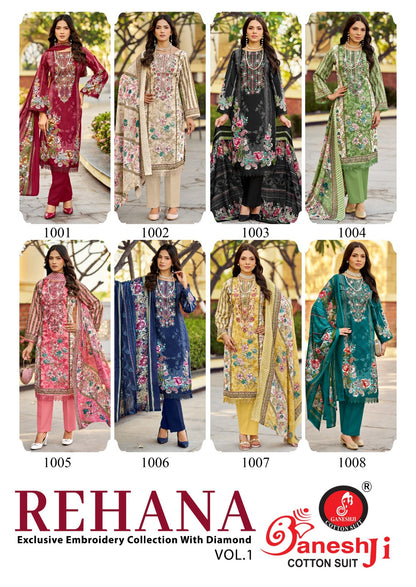 Rehana Vol 1 Ganeshji Mix Cotton Karachi Salwar Suits Wholesaler