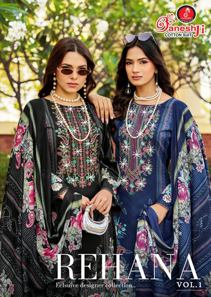 Rehana Vol 1 Ganeshji Mix Cotton Karachi Salwar Suits Wholesaler