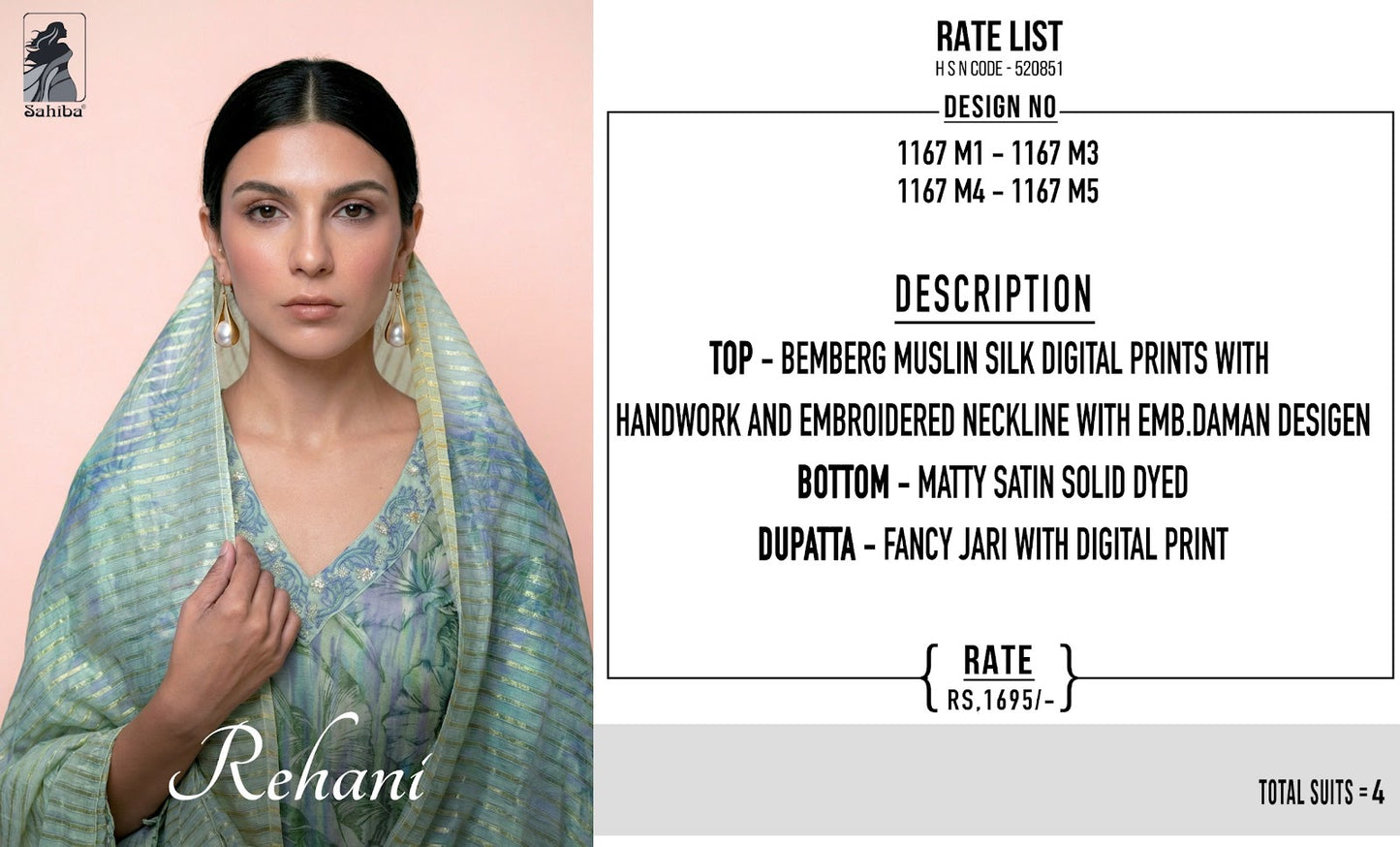 Rehani Sahiba Bemberg Muslin Pant Style Suits Manufacturer