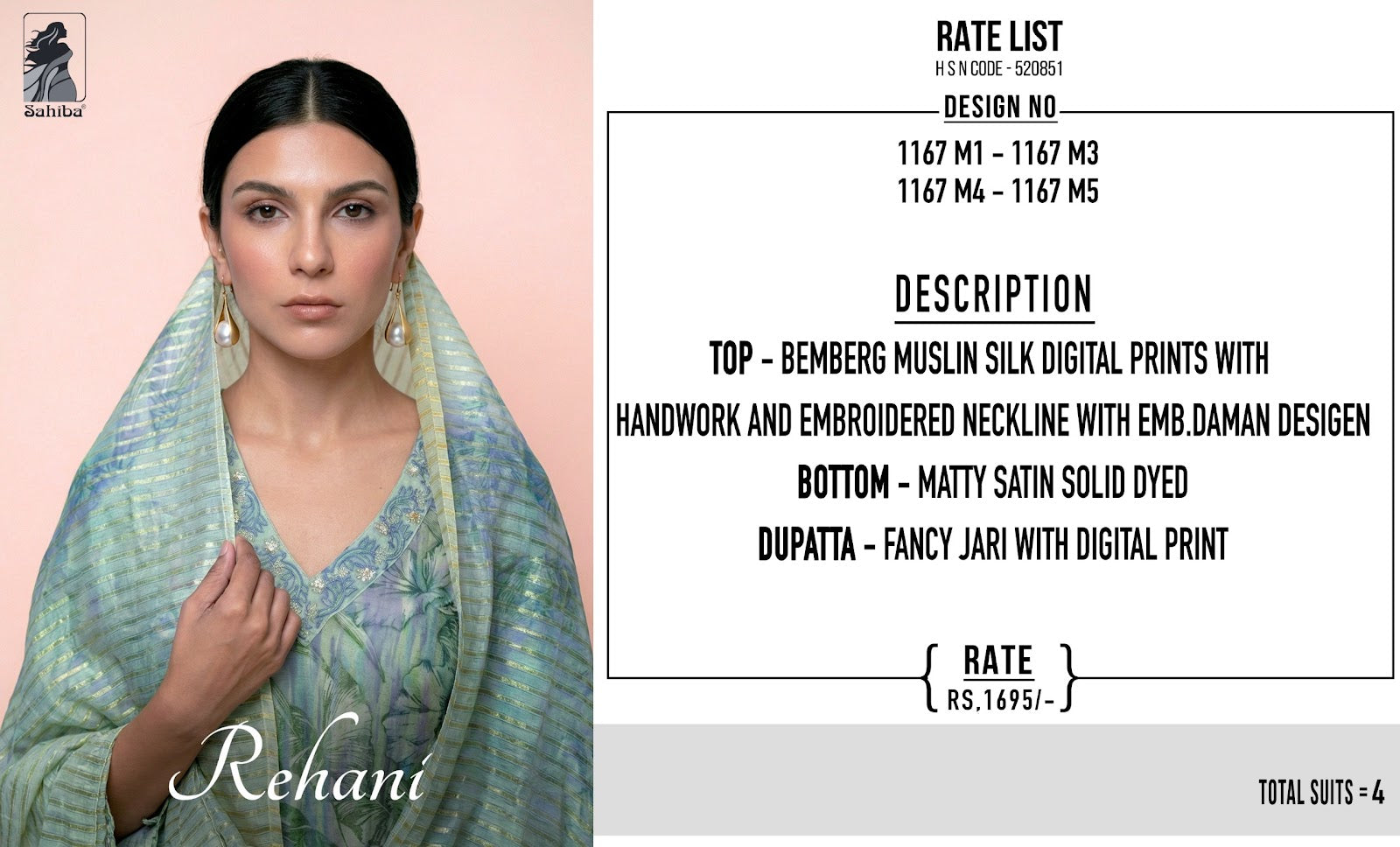 Rehani Sahiba Bemberg Muslin Pant Style Suits Manufacturer