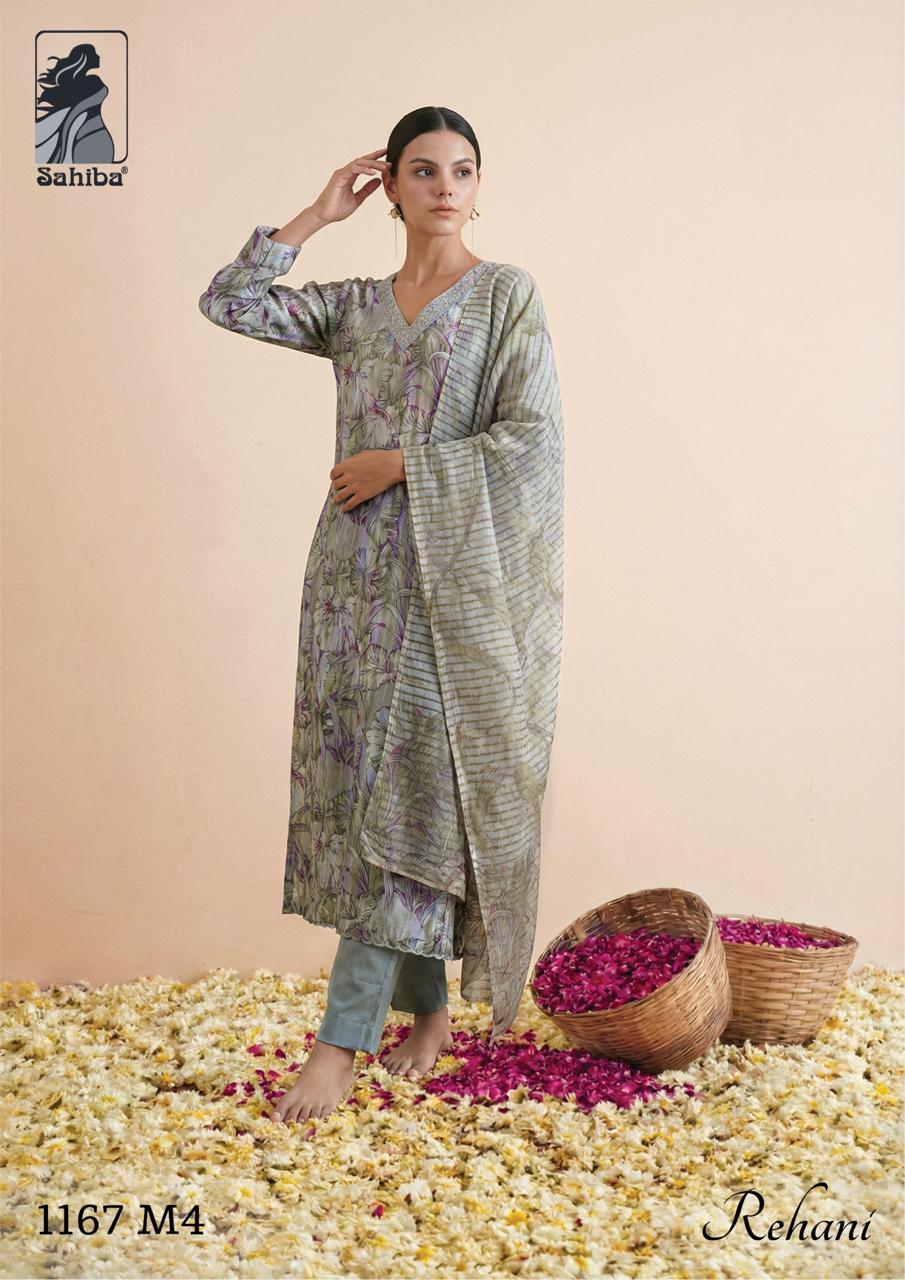 Rehani Sahiba Bemberg Muslin Pant Style Suits Manufacturer