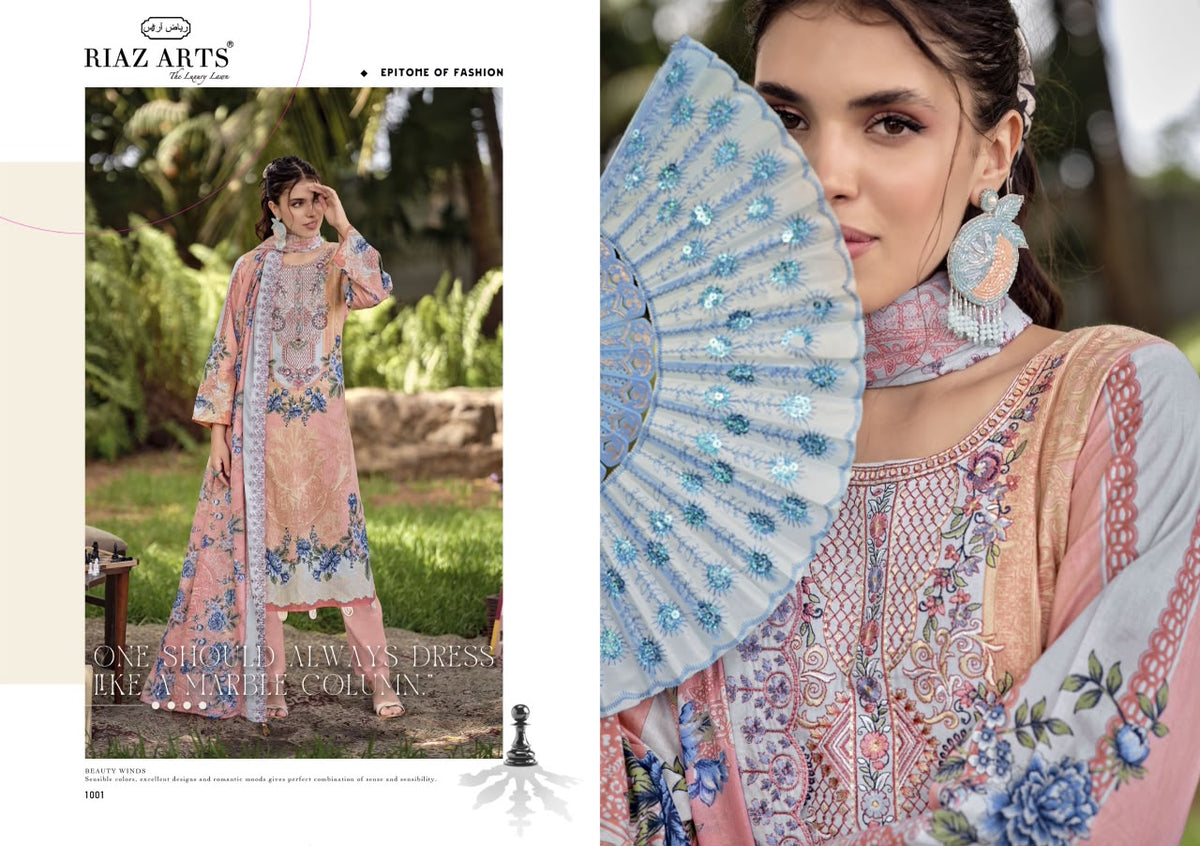 Rehmat Riaz Art Lawn Cotton Karachi Salwar Suits Wholesale Rate