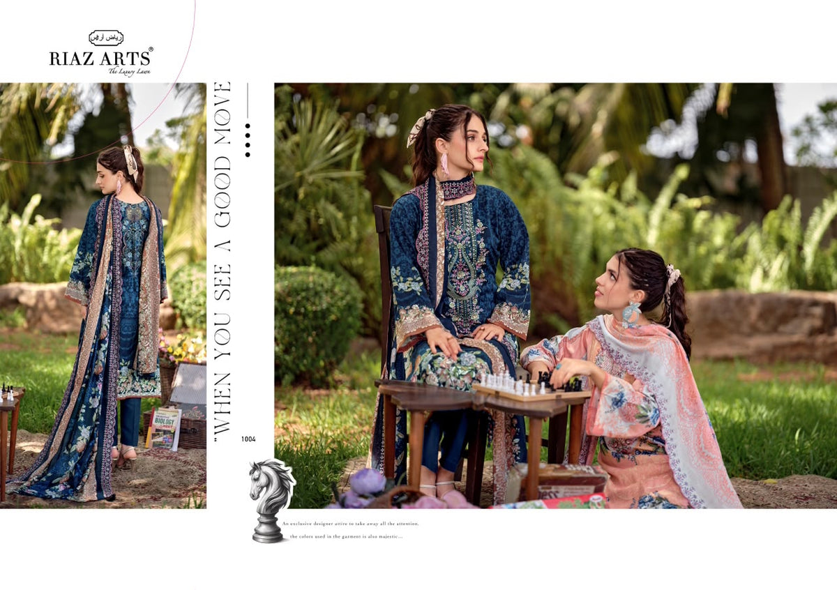Rehmat Riaz Art Lawn Cotton Karachi Salwar Suits Wholesale Rate